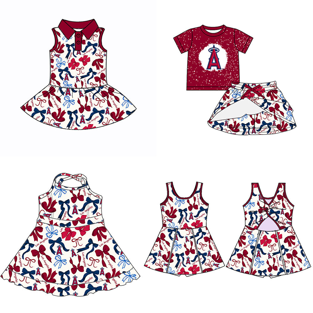 ( Moq 5 each style ) Baby Girl Team A Bows Sibling Dress Set 5.17