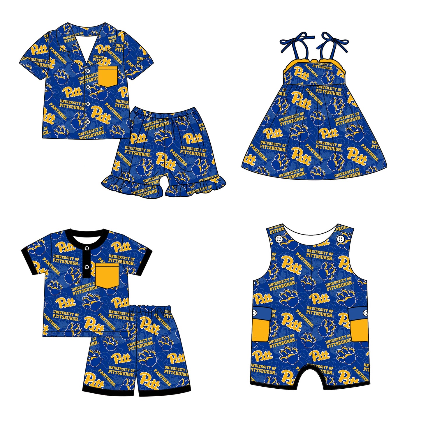 ( Moq 5 each style ) Baby Boy Girl Short Sleeves Team Blue Sibling Dress Shirt Set 5.6