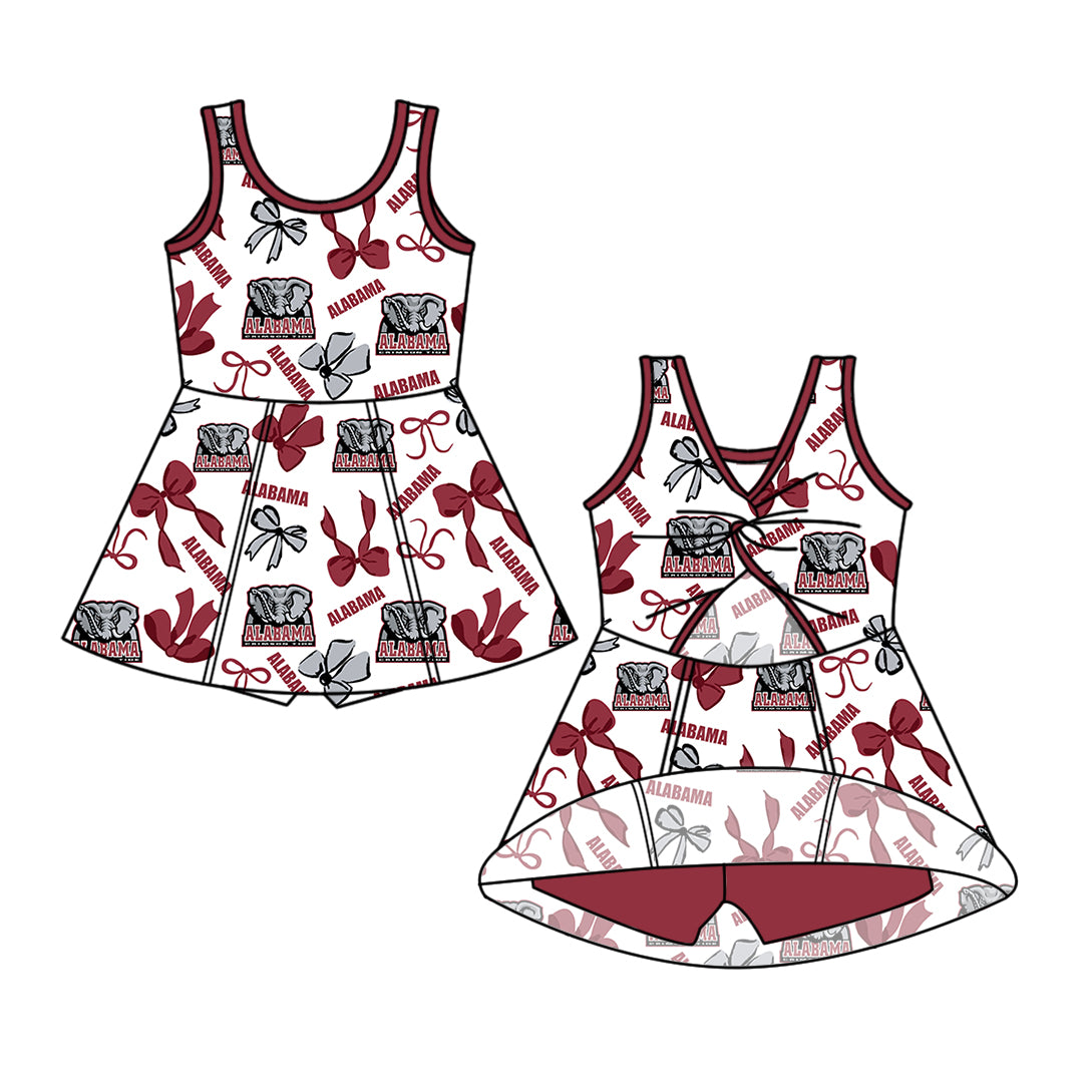 ( Moq 5 Each Style ) Baby Girls Kids Red Bows Elephant Sibling Team Shorts Dresses Set