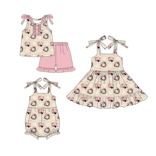 ( Moq 5 Each Style ) Baby Girl Sleeveless Baseball Sibling Romper Dress Set 4.18