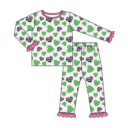 Baby Girl Long Sleeves Western Cactus Hearts Shirt Pants Valentine Pajamas Set Moq 5