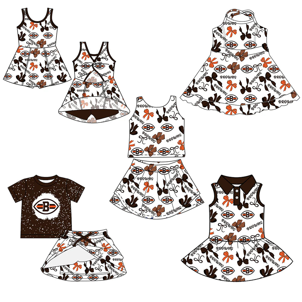 ( Moq 5 each style ) Baby Girl Toddler B Team Bows Sibling Skort Dress Set 6.6