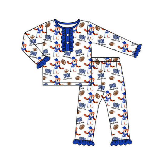 Baby Girl Team Blue Long Sleeves Pants Pajamas Set