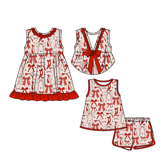 ( Moq 5 Each Style ) Baby Girl Sleeveless Bows Sibling Dress Set 3.24