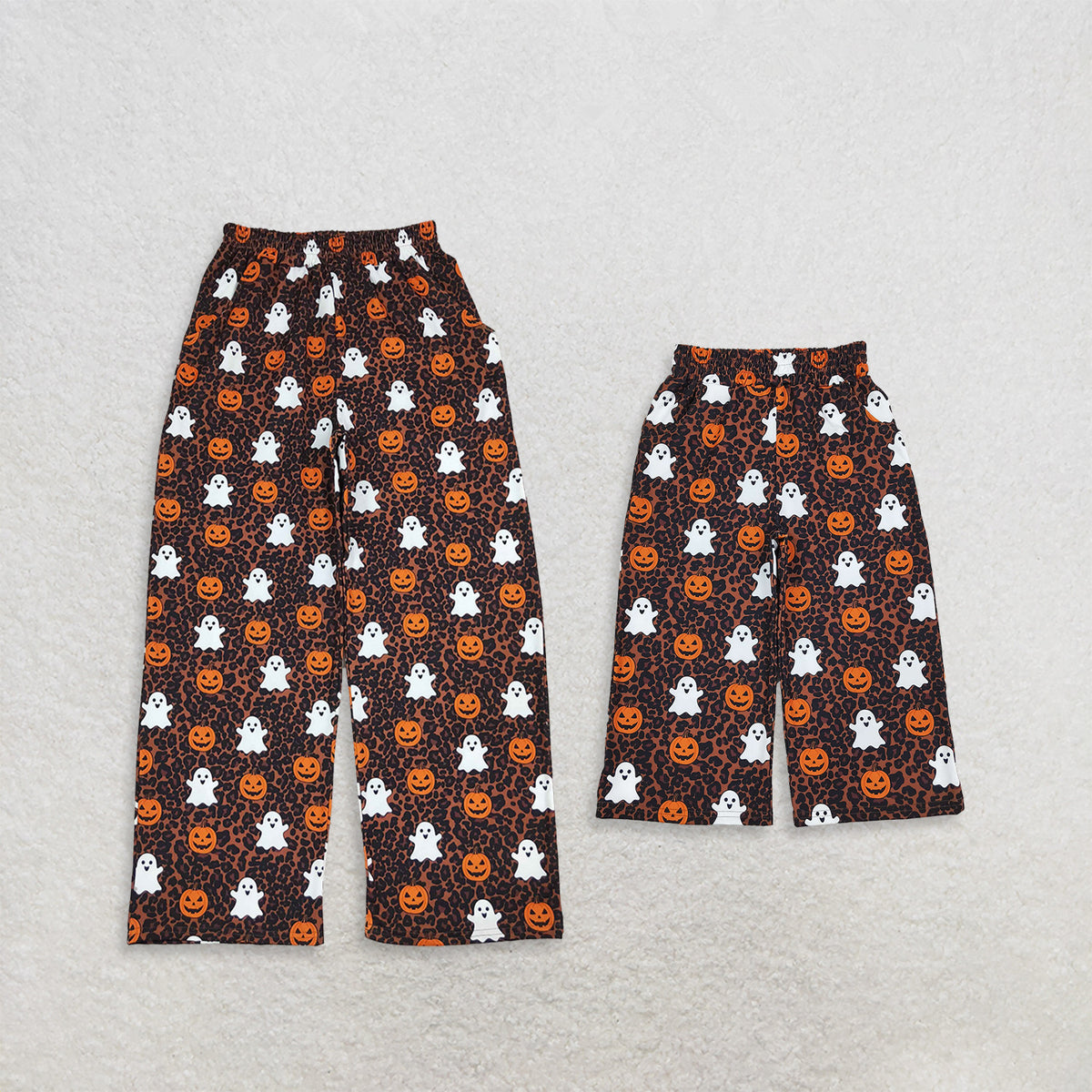 Sibling Baby Girls Adult Woman Halloween Ghosts Pumpkins Leopard Pockets Mommy and Me Pants Bottoms Clothes
