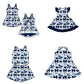 ( Moq 5 each style ) Baby Girl Toddler Team Blue Bows Sibling Dress Set 6.27