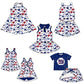 ( Moq 5 each style ) Baby Girl Toddler Team NY Bows Sibling Skort Dress Set 6.4