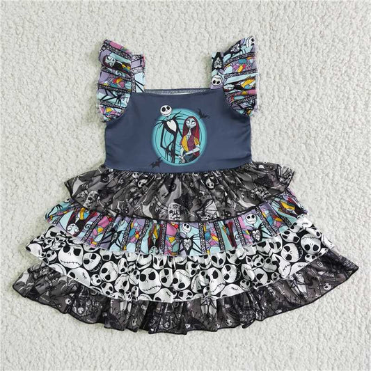 A3-23 Baby Girl Halloween Cartoon Layer Dress