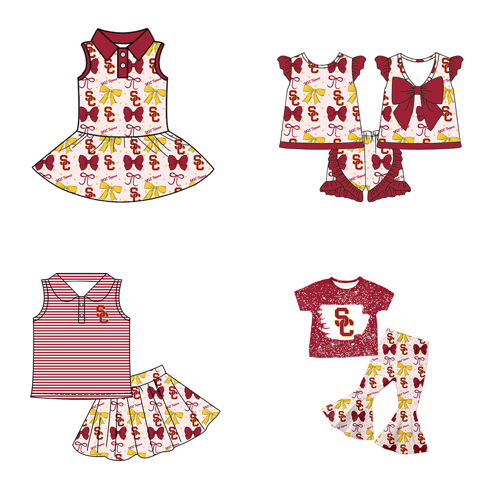 ( Moq 5 each style ) Baby Girl Toddler SC Team Bows ‌Sibling Dress Set