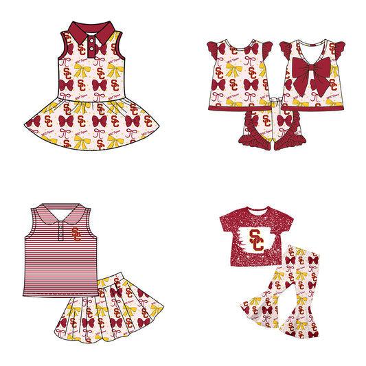 ( Moq 5 each style ) Baby Girl Toddler SC Team Bows ‌Sibling Dress Set