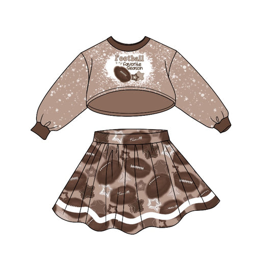 Baby Girl Long Sleeves Tops Football Skirt Outfit Moq 5