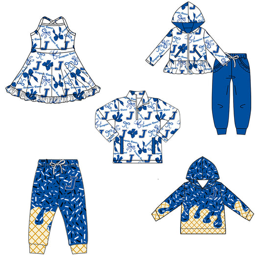 ( Moq 5 each style ) Baby Boy Girl Team Cheer Sibling Shirt Bows Dress Set 8.12