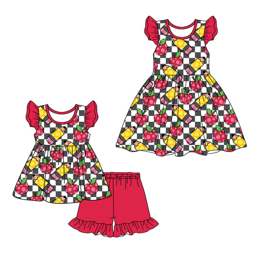 Baby Girl Back To School Pencil Apple Sibling Dress Set ( Moq 5 Each Style ) 1.7