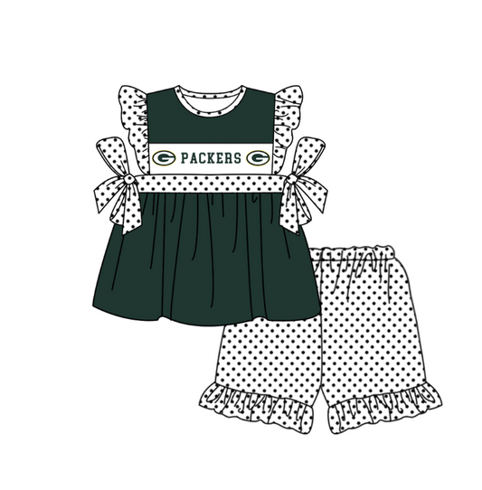 ( Moq 5 ) Baby Girls Toddler Short Sleeves Bows Tunic Dots Shorts Team Set