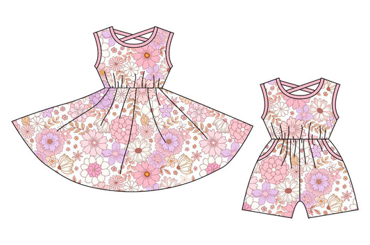 Baby Girl Sleeveless Flower Sibling  Dress Jumpsuit ( Moq 5 Each Style ) 12.20