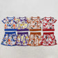 Sibling Baby Girls Toddler Short Sleeves Bows Football Team Shirts Shorts Yoga Sets RTS