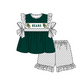 ( Moq 5 Each Style ) Baby Boys Girls Short Sleeves Team Sibling Green Romper Dress Set