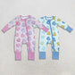 Sibling Baby Boys Girls Kids Long Sleeves Valentine Hearts Stripes Zipper Rompers Set Clothes RTS