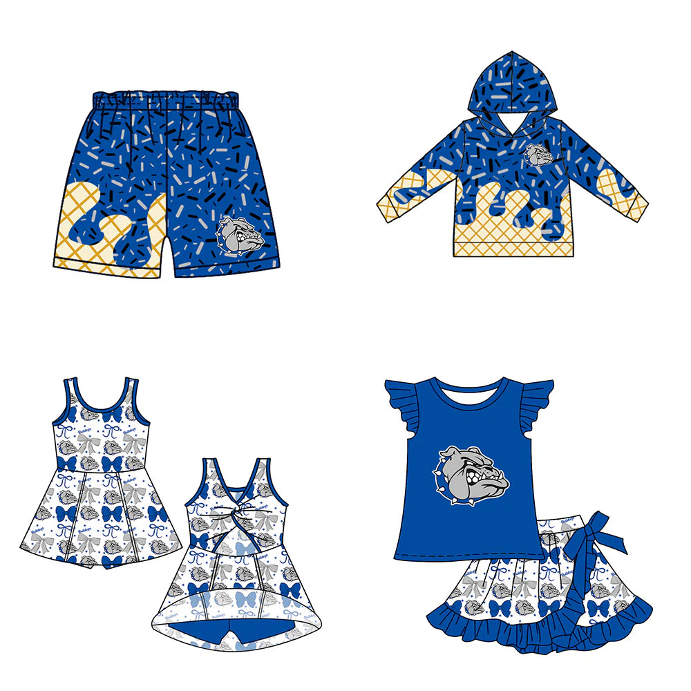 ( Moq 5 each style ) Baby Boy Girl Summer Dog Team Sibling Drip Bows Shorts Shirt Dress Set 7.17