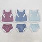 Sibling Baby Girls Kids Plaid Tops Bummie Shorts Sets Summer Clothes RTS