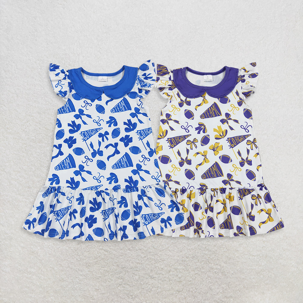 Sibling Baby Girl Short Sleeves Cheer Bows Summer Team Matching Sister Dress RTS