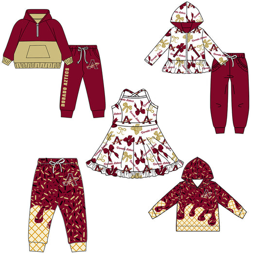 ( Moq 5 each style ) Baby Boy Girl Team Sibling Shirt Bows Cheer Dress Set 8.16