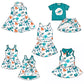 ( Moq 5 each style ) Baby Girl Toddler Team Orange Blue Bows Sibling Skort Dress Set 6.5