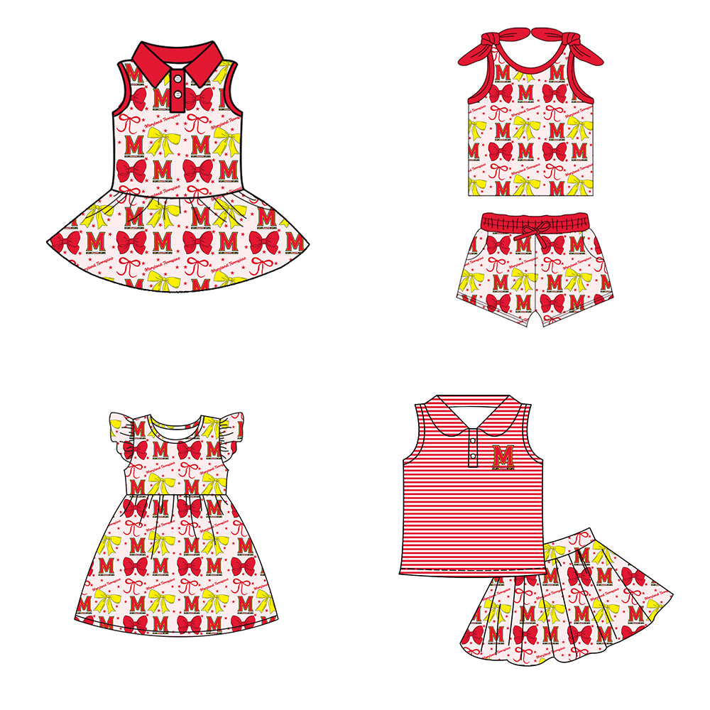 ( Moq 5 each style ) Baby Girl Toddler M Team Bows Sibling Dress Set