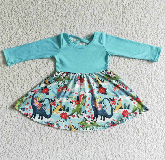 Promotion Baby Girl Dinosaurs Christmas Twirl Dress