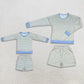 Sibling Baby Girls Adult Women Long Sleeves Stripes Shirts Pockets Shorts Sets Yoga Active Clothes RTS