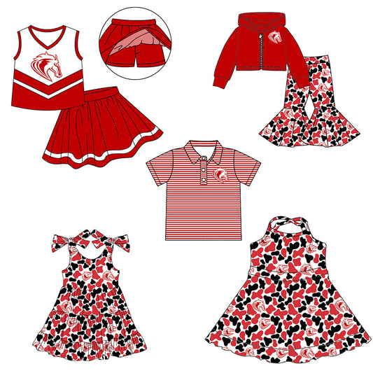 ( Moq 5 each style ) Baby Boy Girl Team Sibling Shirt Horse Camo Dress Set 8.5