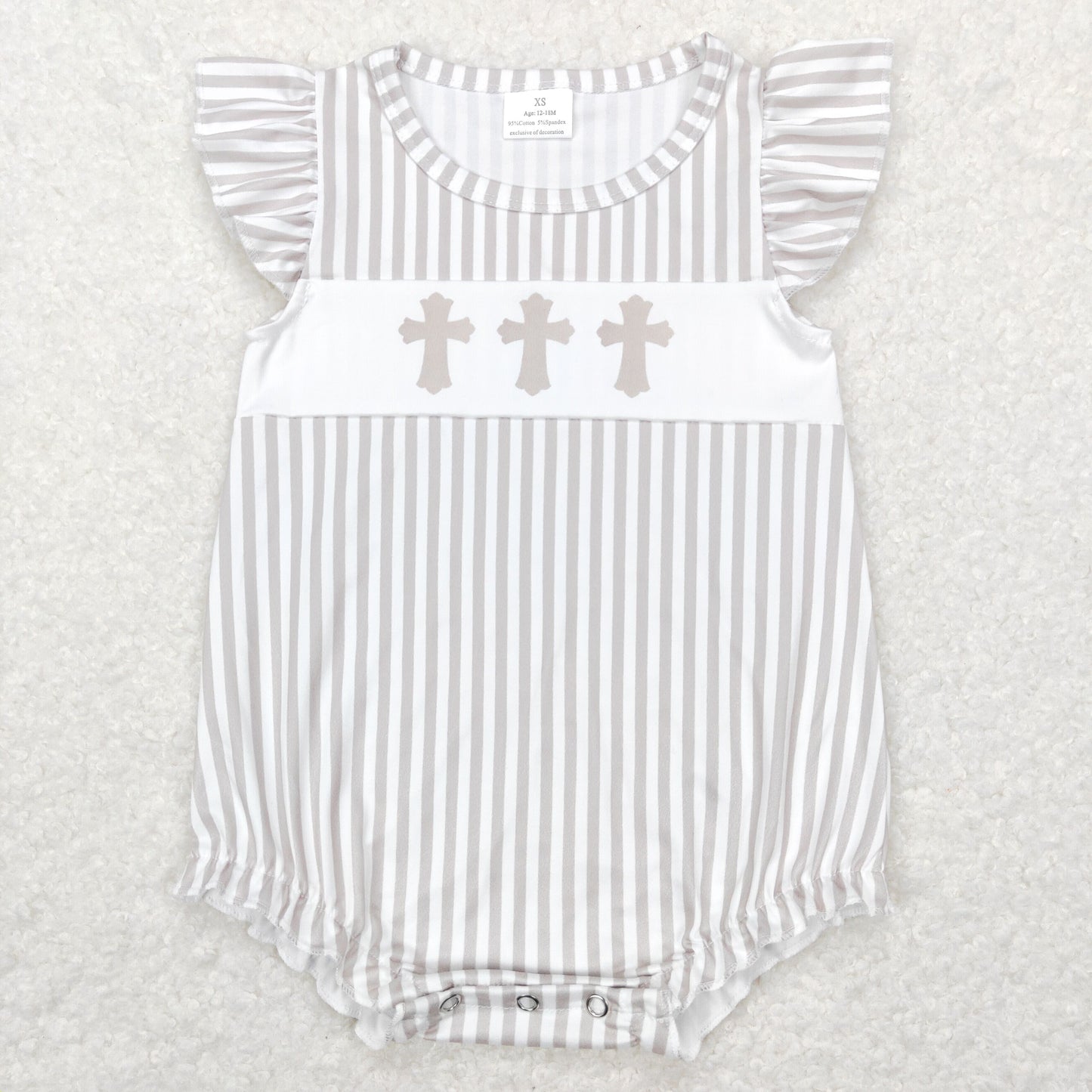 SR0617 Baby Girl Easter Cross Short Sleeves Romper