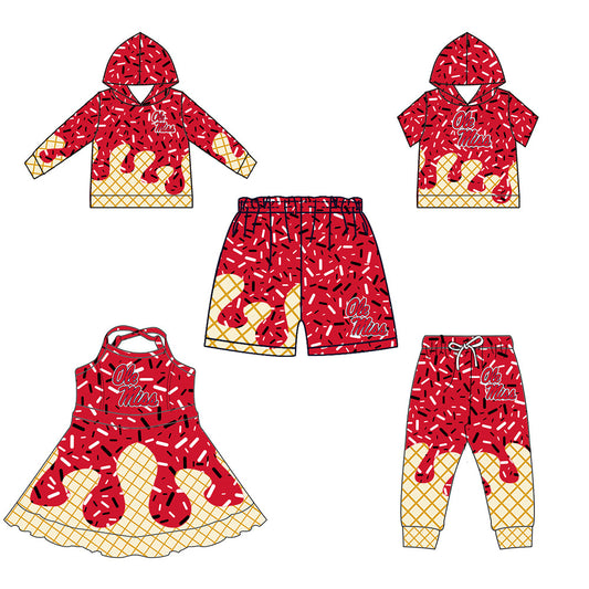 ( Moq 5 each style ) Baby Boy Girl Team Sibling Red Dress Shirt Shorts Pants 5.28