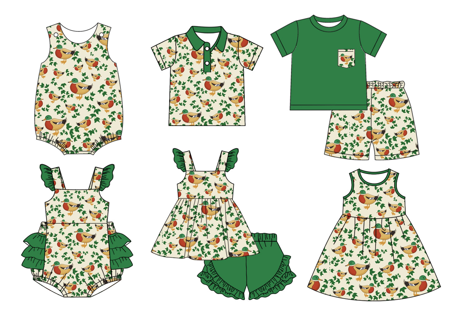Baby Boy Girl Duck Sibling Matching Dress Romper Clothes Set ( Moq 5 Each style )