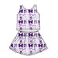 ( Moq 5 each style ) Baby Girl Toddler Cats Team Purple Bows Sibling Dress Set 6.27