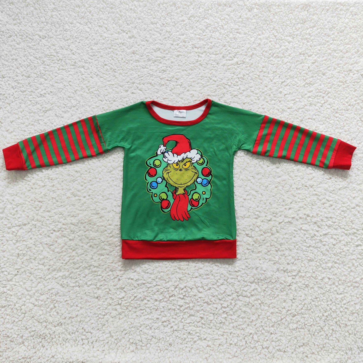 BT0245 Baby Boy Long Sleeves Christmas Green Shirt