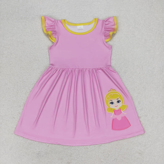 Baby Girls Short Sleeves Princess Pink Summer Dress