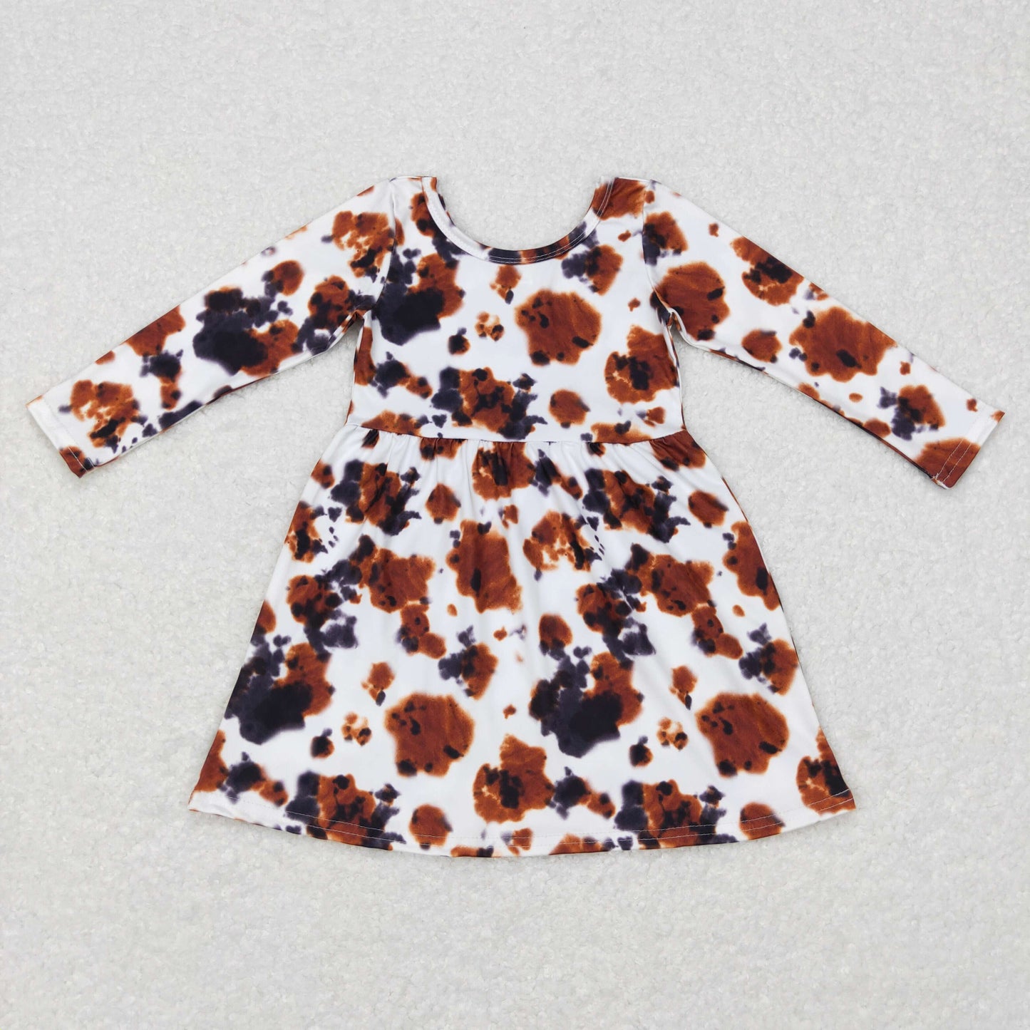 GLD0226 Baby Girl Long Sleeves Cow Print Dress