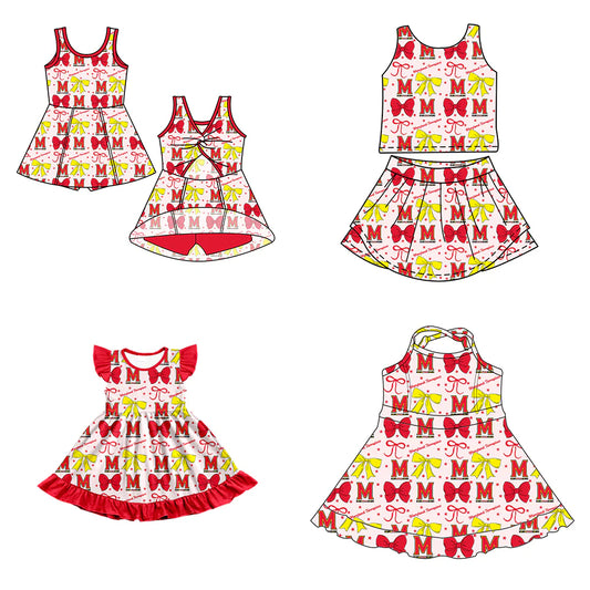 ( Moq 5 each style ) Baby Girl Toddler M Team Bows Sibling Dress Set 6.26
