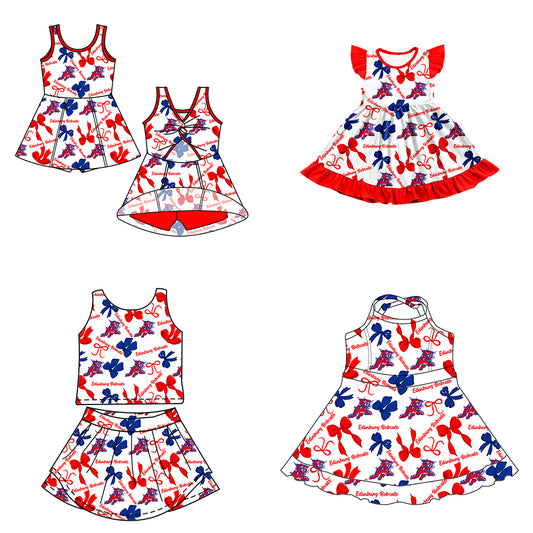 ( Moq 5 each style ) Baby Girl Toddler Tigers Team Bows Sibling Dress Set