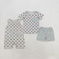Sibling Baby Boys Kids Dogs Tractors Pockets Romper Set Summer Clothes RTS