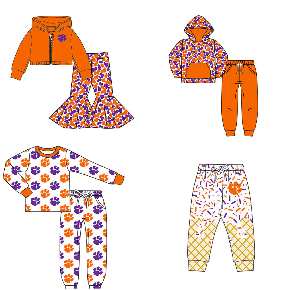 ( Moq 5 each style ) Baby Boy Girl Team  Sibling Purple Orange Camo Set 8.7