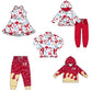 ( Moq 5 each style ) Baby Boy Girl Team Cheer Sibling Shirt Red Blue Bows Dress Set 8.13