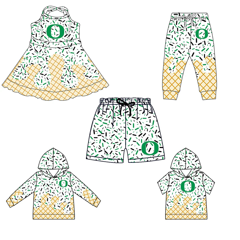 ( Moq 5 each style ) Baby Boy Girl O Team Green Sibling Dress Shirt Shorts Pants 6.3