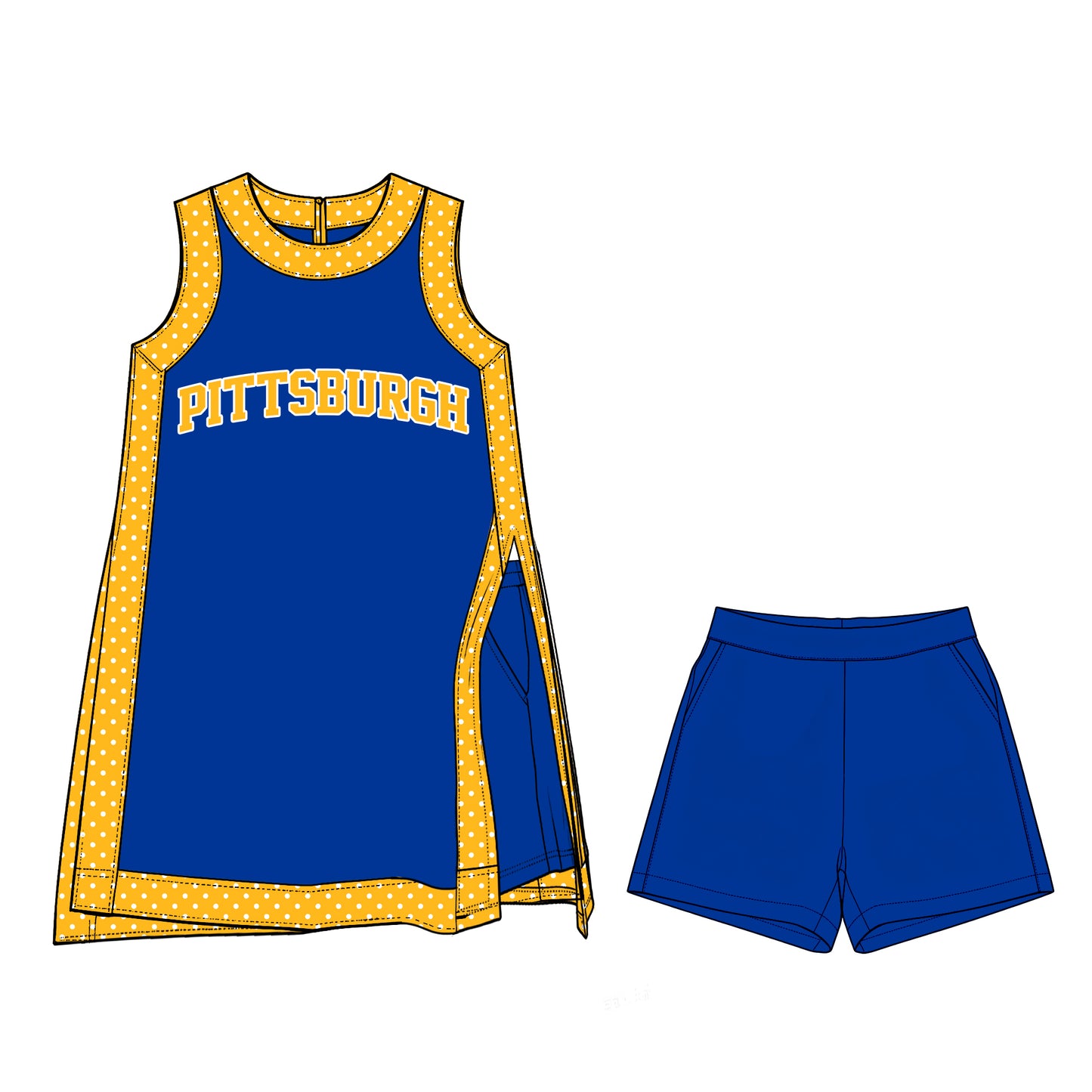 ( Moq 5 ) Baby Girls Kids Sleeveless Team Tops Shorts Team Set Clothes