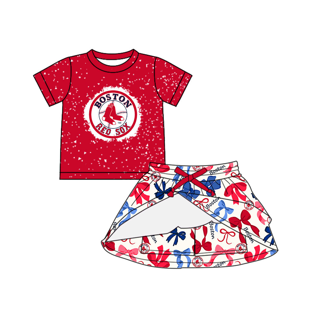 ( Moq 5 each style ) Baby Girl Team Red Blue Bows Sibling Dress Set 5.16