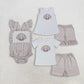 Sibling Baby Boys Girls Kids Embroidery Shell Stripes Romper Set Summer Clothes RTS