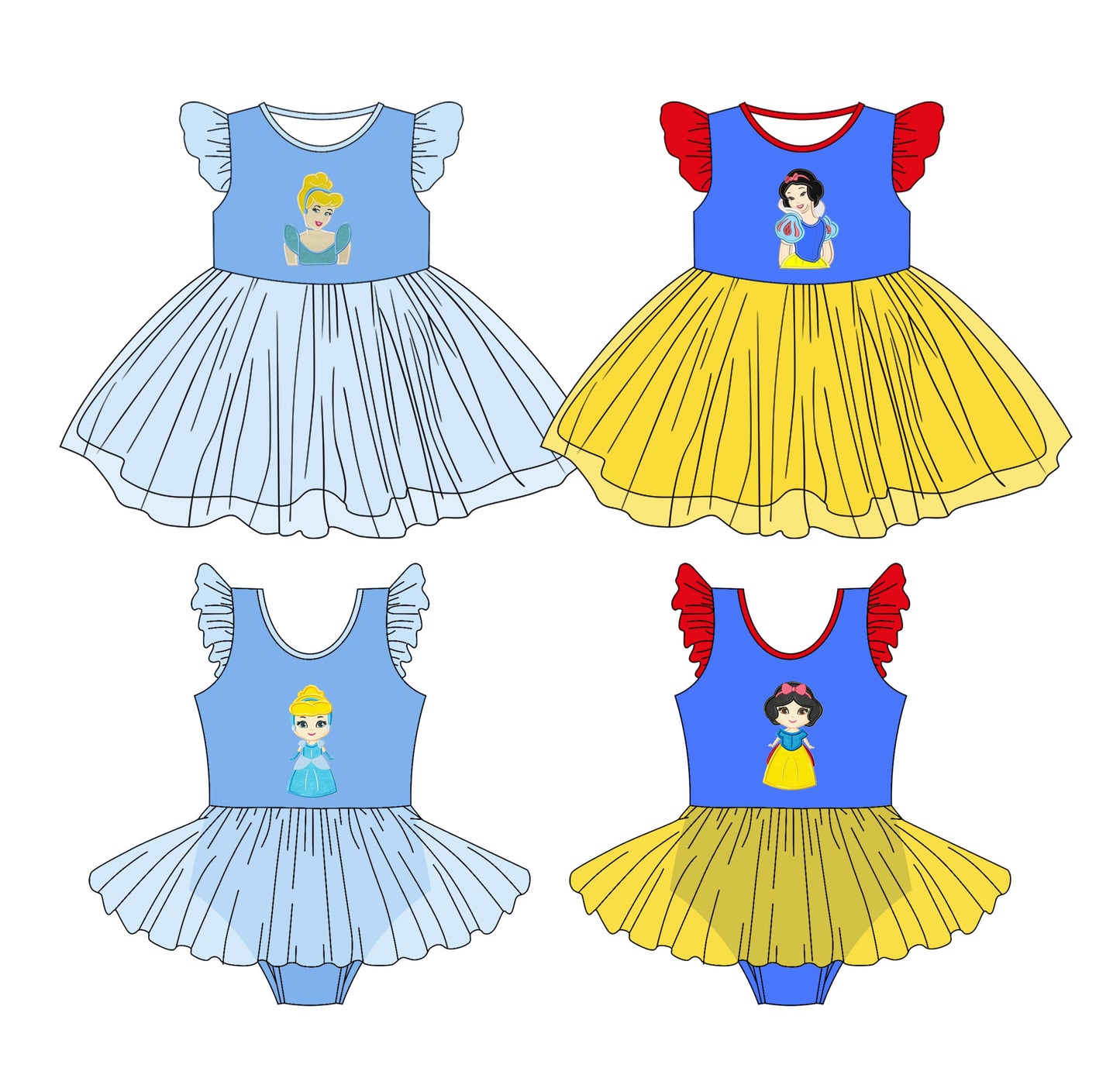 Baby Girl Short Sleeves Princess Sibling Tulle Romper Dress ( Moq 5 Each Style ) 3.11