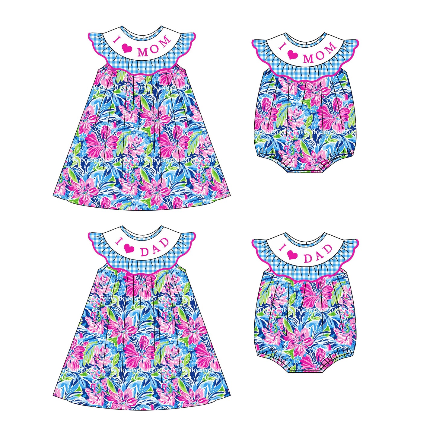 ( Moq 5 Each Style ) Baby Girl I Love Mom Dad Flower Sibling Summer Romper Dress 4.22