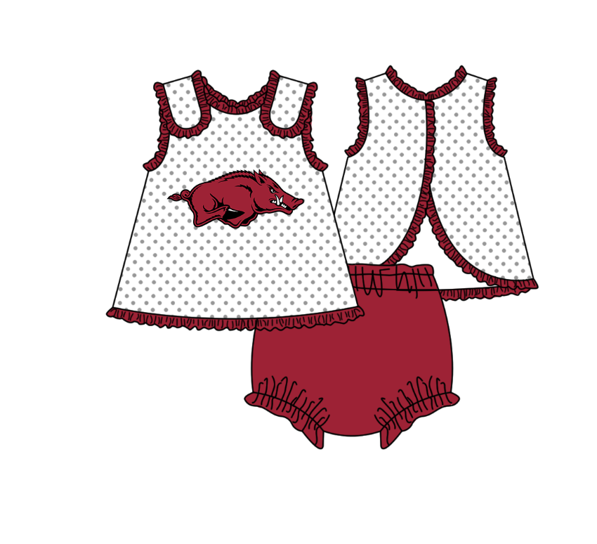 ( Moq 5 ) Baby Girls Toddler Pig Dots Tops Bummie Shorts Team Set